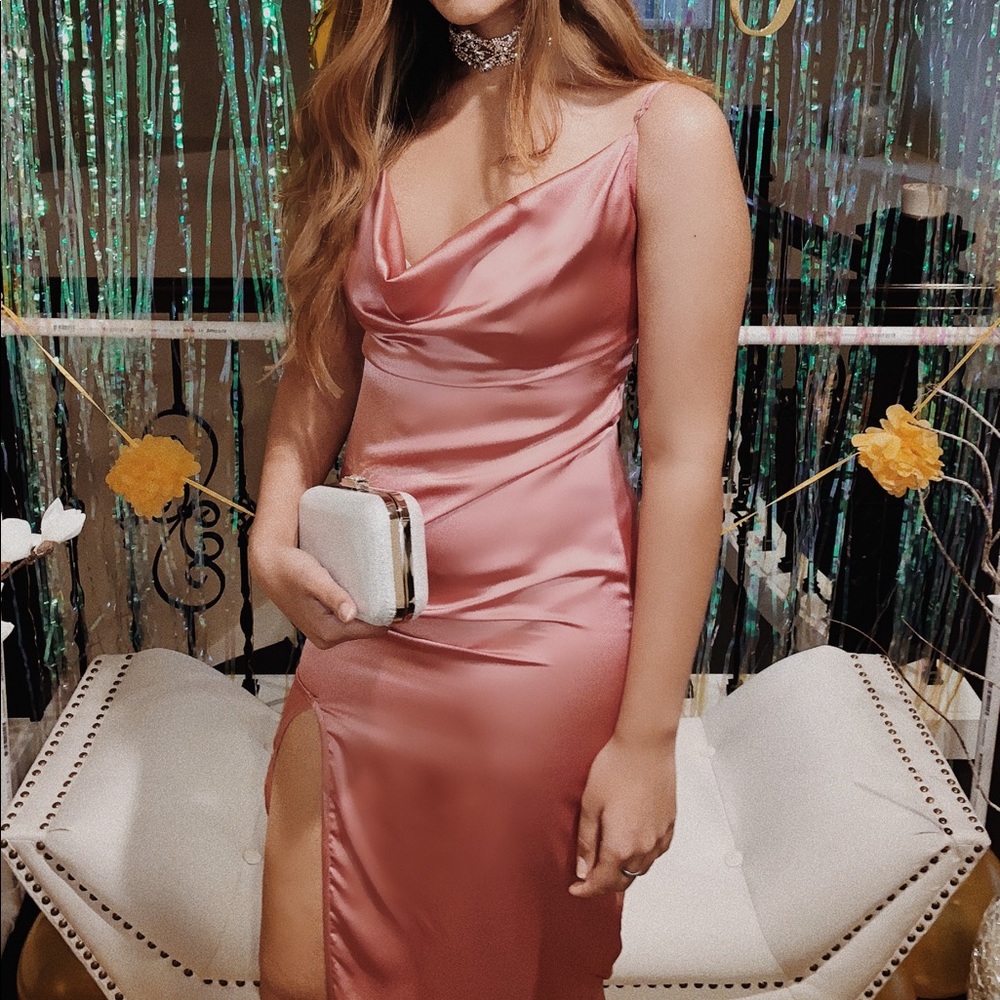 Pink satin dress